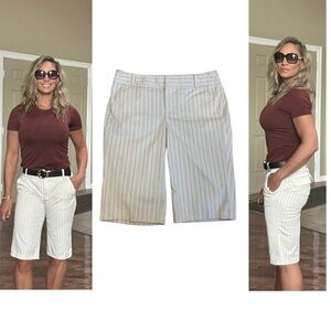 𝅺CLUB Monaco pinstripe shorts cream Bermuda Sz 6